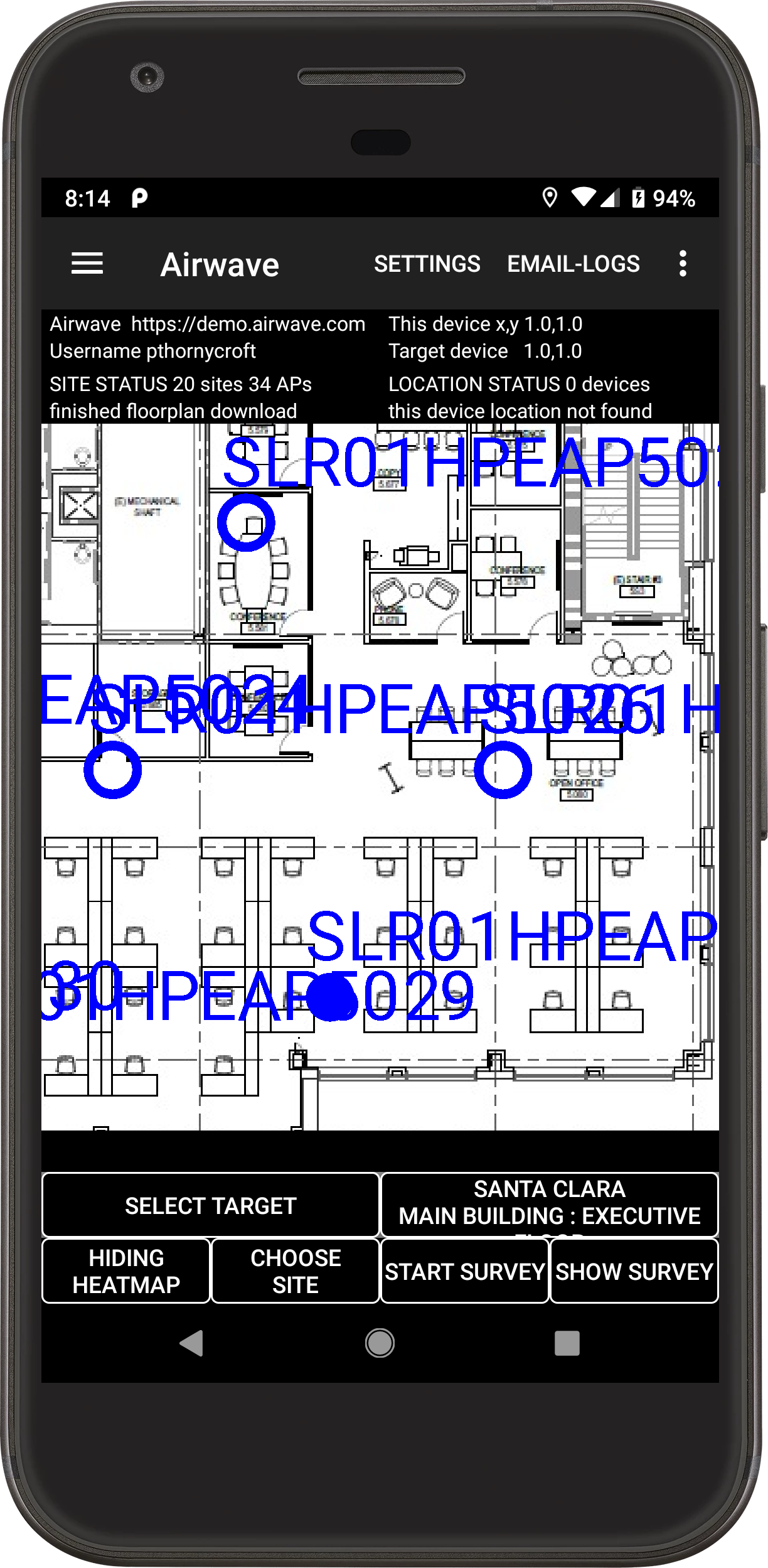 March 2023 Airwave screen in Aruba Utilities